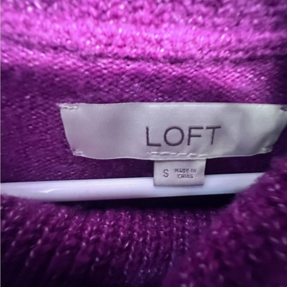 LOFT Purple Cowl Neck Sweater with Long Sleeves and Cozy Texture - Picture 6 of 6